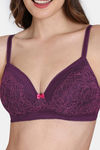 Zivame Primrose Padded Non Wired 3/4th Coverage Lace Bra - Dark Purple — thumbnail 5